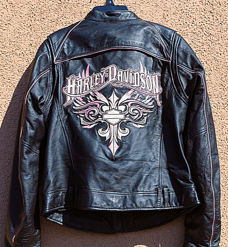 Black and pink harley davidson jacket best sale